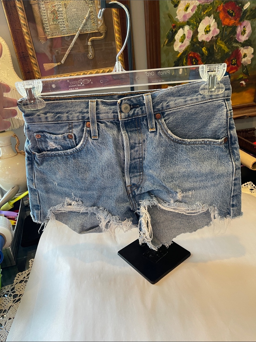 Levi’s  501 lDistressed Light Blue Denim Cutoff Shorts size 27 Y2K